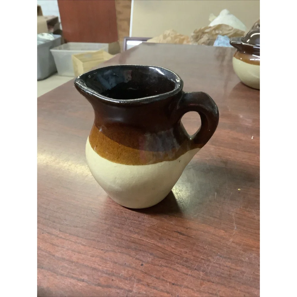 4 Ounce Syrup Pitcher Brown Glaze Pottery